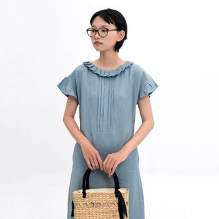 Timtay - đầm tay ngắn dáng rộng cổ xếp ly - ttwdrs011901