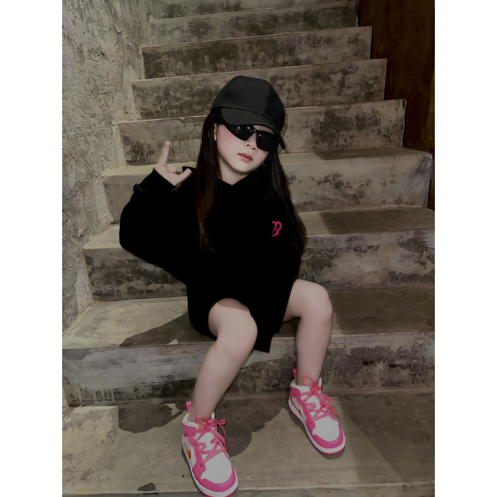 Áo nỉ hoodie cho bé hình mllb redsox pink, áo nỉ mũ có túi trẻ em,TP KIDS,