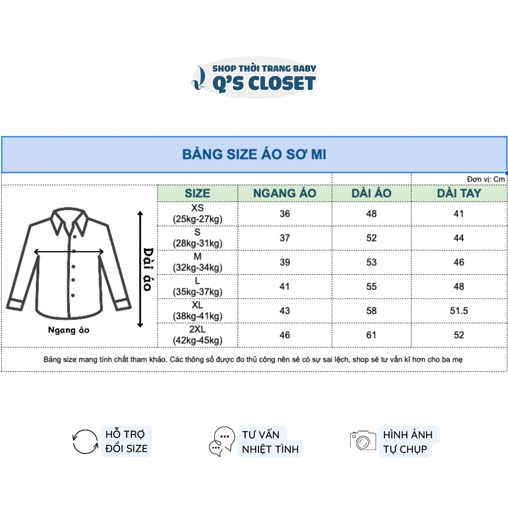 Áo sơ mi bé trai tay dài chất vải cotton mềm mịn thoáng mát size từ 25kg đến 45kg có 2 màu