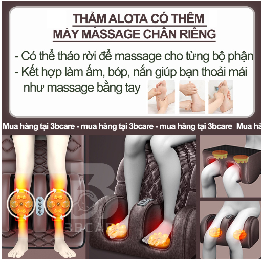 Nệm massage toàn thân Alota N24 làm ấm rung xoa bóp kèm máy massage lưng và máy massage chân
