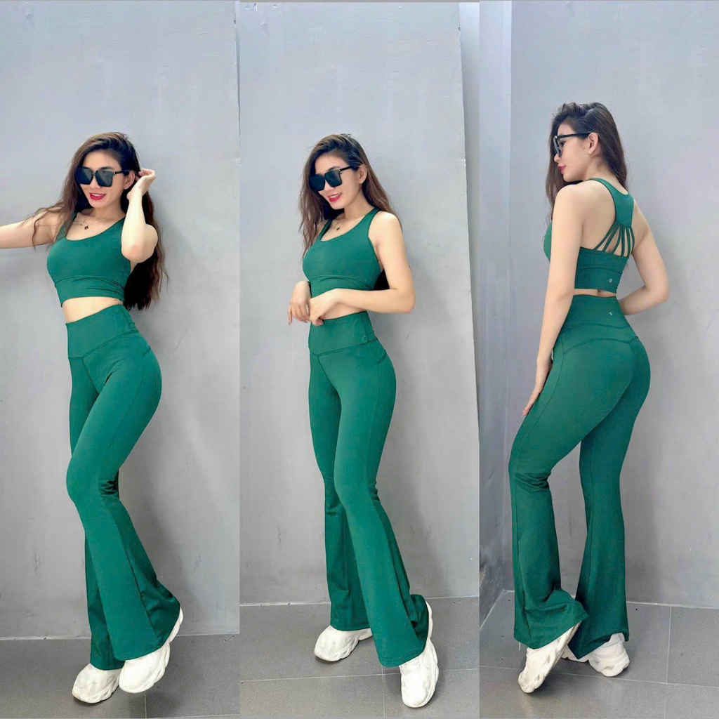 Sét bộ quần loe áo bra sét bộ thế thao đồ tập