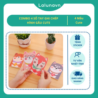 Combo 4 sổ tay ghi chép, sổ ghi nhớ hình gấu xinh yêu SENMU lalunavn - A51