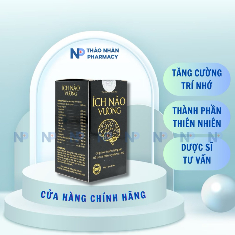 Viên Uống ÍCH NÃO VƯƠNG Cải Thiện Suy Nhược Thần Kinh, Giảm Trí Nhớ Tăng Cường Tuần Hoàn Máu Não Lọ 40 Viên