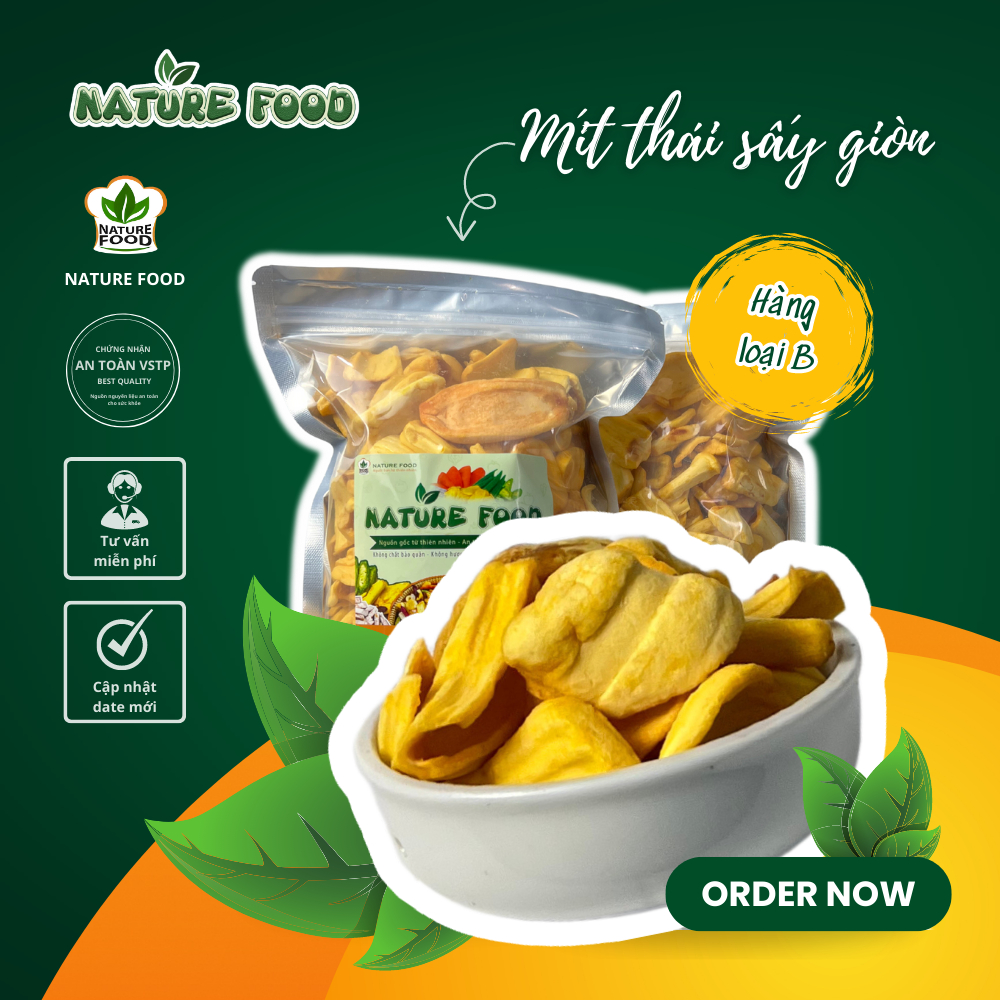 Túi 500gr mít thái sấy giòn loại B NATURE FOOD