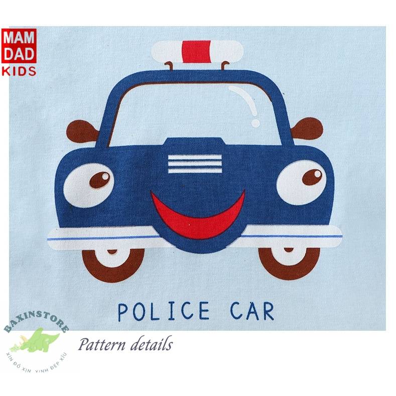 Đồ bộ đồ ngủ dài tay 95% Cotton 5% Spandex MAMDADKIDS xe cảnh sát 🚓 cho bé trai size đại cho bé từ 2 đến 10 tuổi