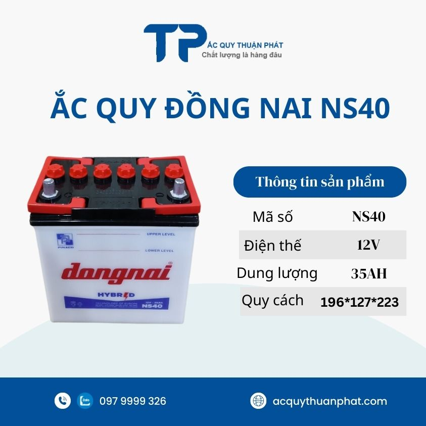 bình ắc quy đồng nai Ns40 12V-35ah chuyên dùng xe ô tô 500kg, Toyota Rush, xiệc cá, tháp sáng, với giá tốt nhất