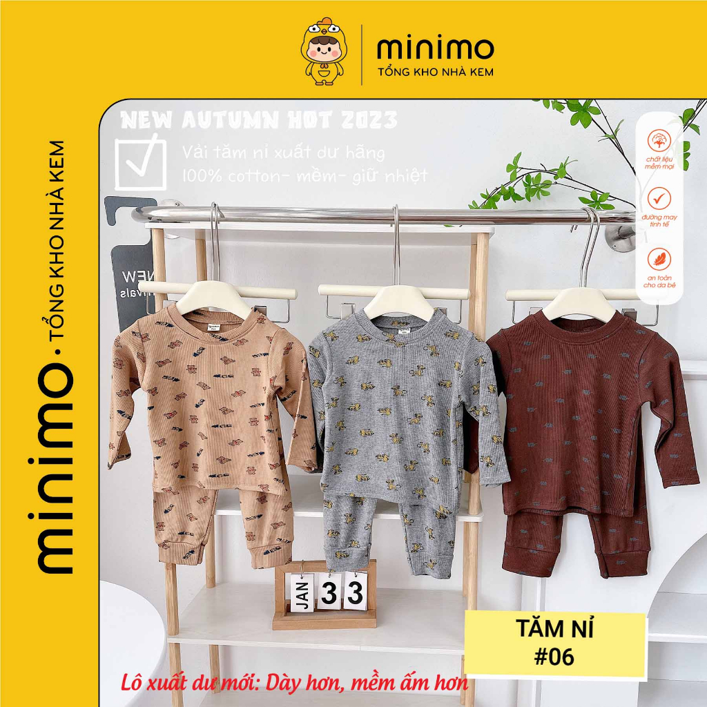 Set 3 Bộ quần áo dài tay cho bé trai,  chất tăm nỉ, Đồ bộ thu đông bé trai nhà Minimo store 010