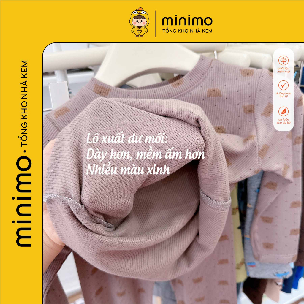 Set 3 Bộ quần áo dài tay cho bé trai,  chất tăm nỉ, Đồ bộ thu đông bé trai nhà Minimo store 010
