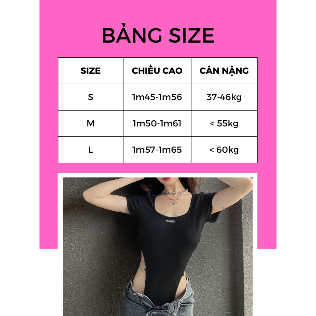 [CÓ SIZE] Áo Bodysuit Tay Ngắn Nữ Sexy Khoét Eo Phối Dây Xích LATAD Sang Chảnh Áo Liền Thân Tôn Dáng - RBS003