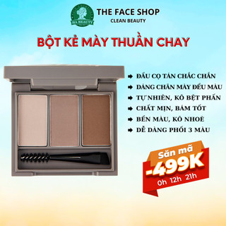 Bột kẻ mày 3 màu Thuần Chay bền màu Lâu trôi The Face Shop fmgt Ink Brow Powder Kit 3.5g