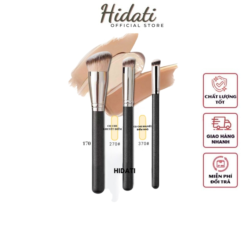 Cọ trang điểm, bộ cọ 3 Cây - Cọ phấn nền, Cọ che khuyết điểm mịn da điều màu không tùy vết
