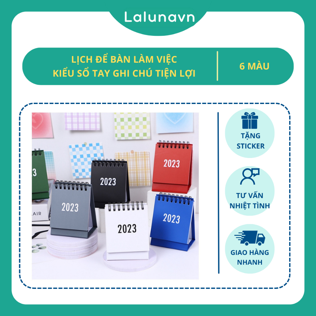 Lịch năm mới 2023 để bàn làm việc kiểu sổ tay ghi chú tiện lợi B129