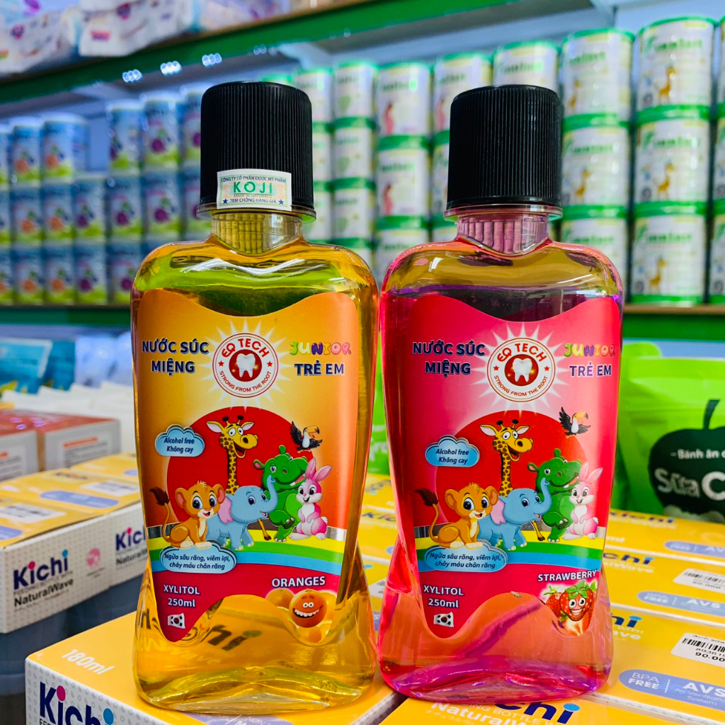 NƯỚC SÚC MIỆNG TRẺ EM JUNIOR HƯƠNG CAM, DÂU - NGỪA SÂU RĂNG, VIÊM LỢI