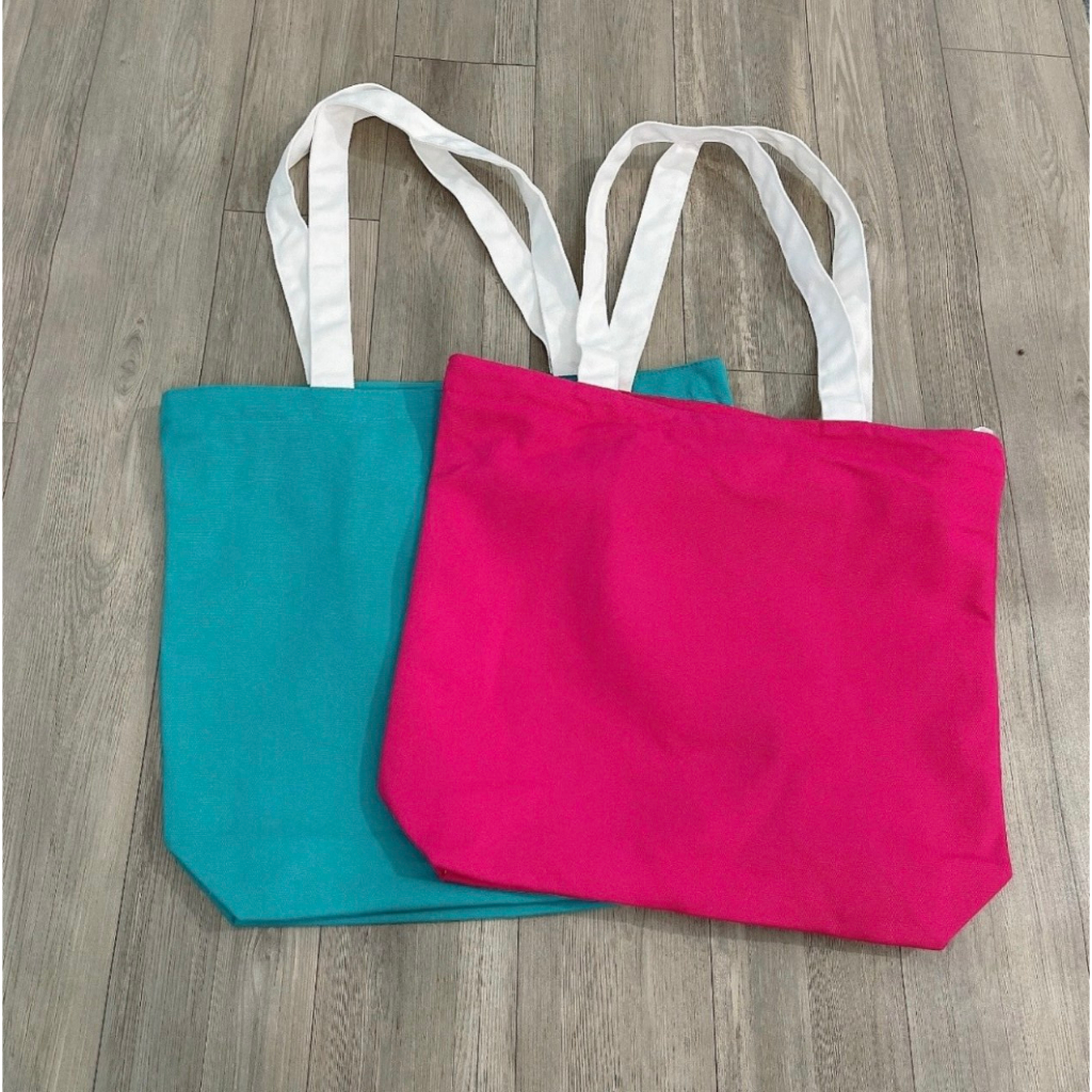 Túi vải Canvas kích thước 40x40x10cm, có túi trong, có dây kéo mang đi làm, đi chợ, bé mang đi học