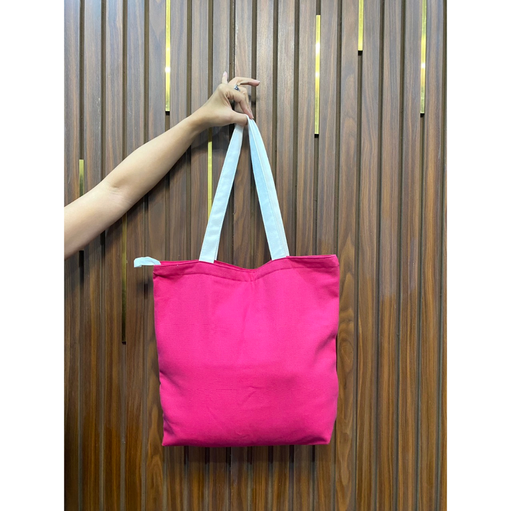 Túi vải Canvas kích thước 40x40x10cm, có túi trong, có dây kéo mang đi làm, đi chợ, bé mang đi học