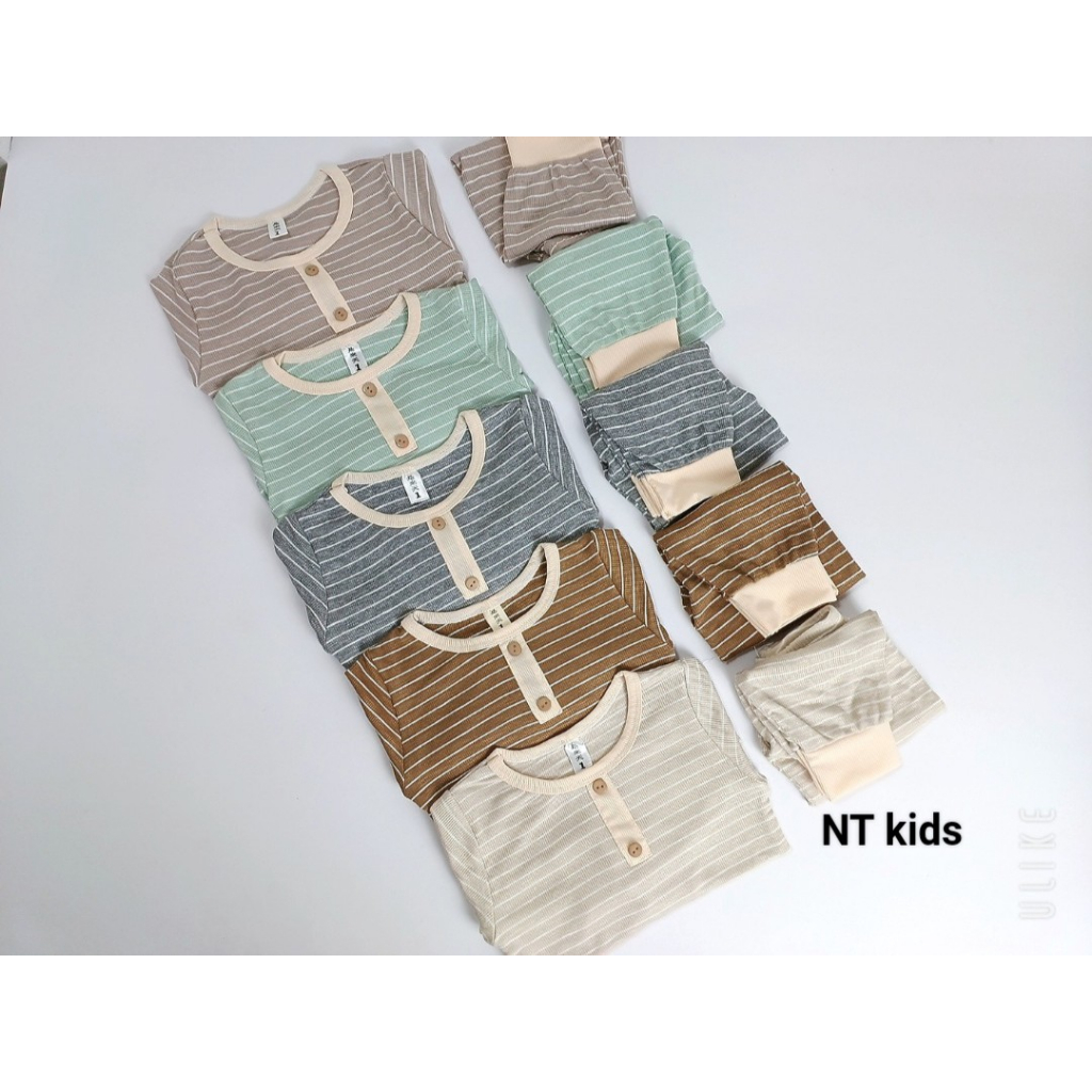 Bộ dài tay thu đông, Bộ tăm gân lạnh kẻ Hàn Quốc nhiều màu cho bé trai, bé gái từ 6 đến 15kg