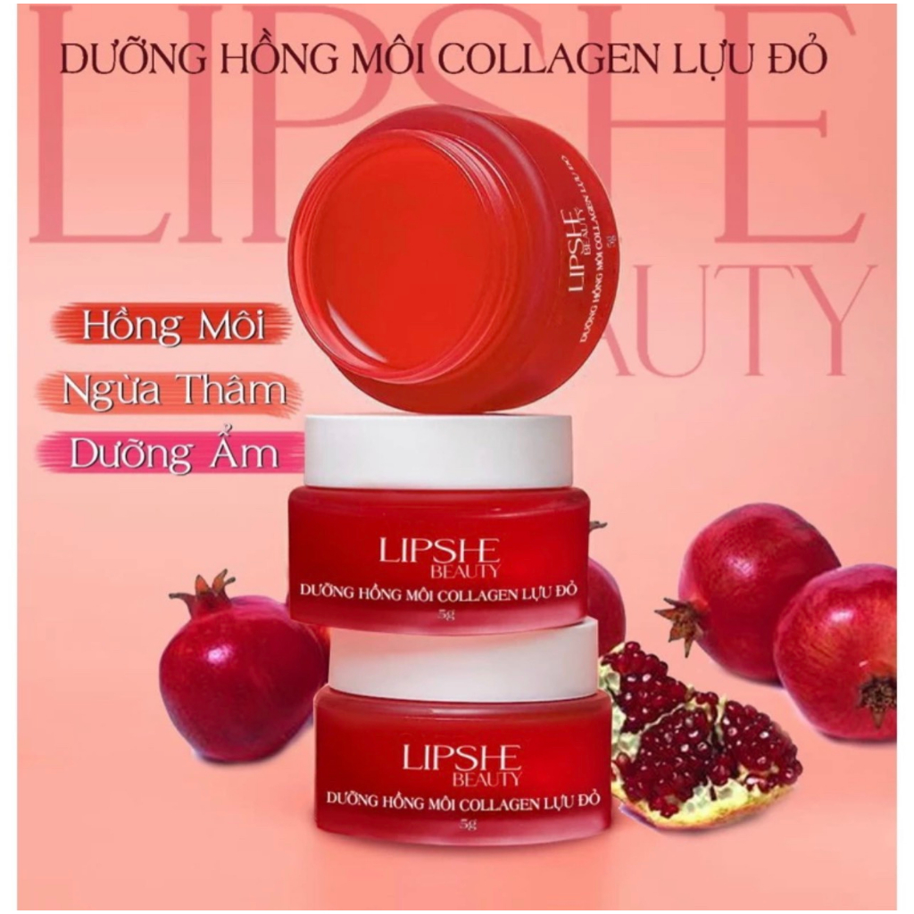 Dưỡng Hồng Môi Collagen Lựu Đỏ LIPSHE Beauty 5gram