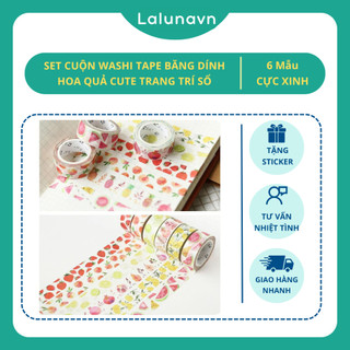 Washi tape cute Hoa quả miếng dán dễ thương trang trí sổ tay bullet journal nhật ký Lalunavn - A05