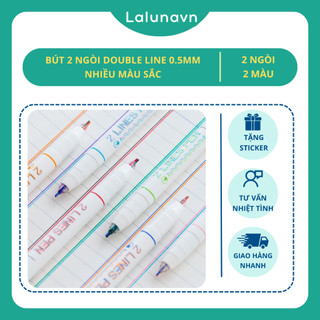Bút mực hai ngòi double line 0.5mm, trang trí sổ tay nhiều màu sắc, bullet journal cho học sinh Lalunavn - A31