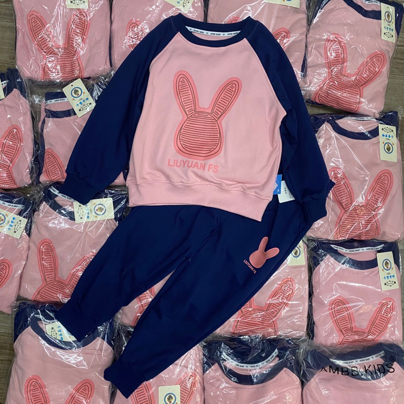 Bộ thỏ nỉ da cá thu đông cho bé