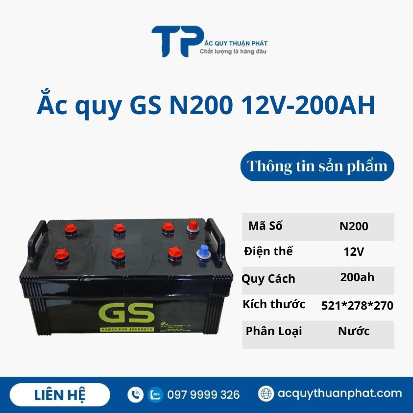 bình ắc quy Gs N200 12V-200ah