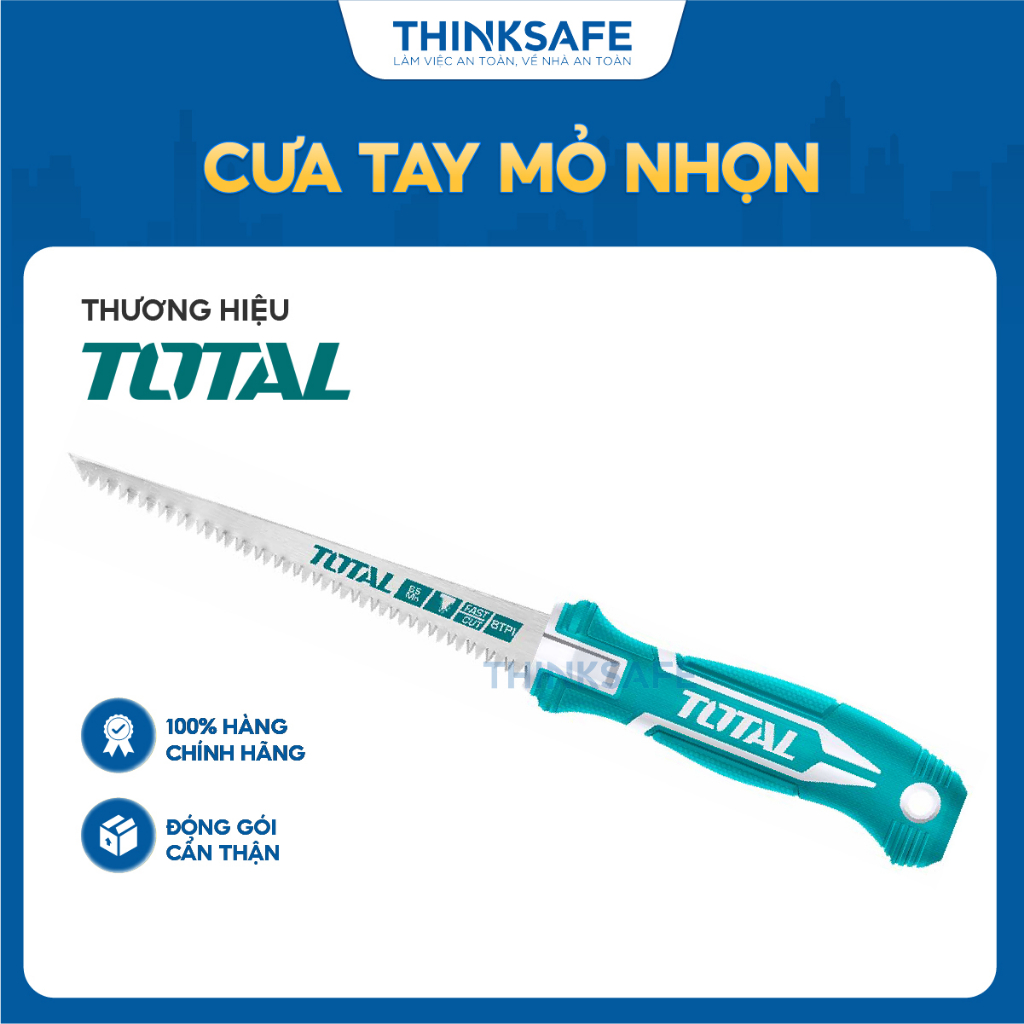 Cưa tay mỏ nhọn Total THWBSW626 kích thước 6 inch 150mm chất liệu thép mn65 cao cấp 8 răng/ 1 inch cắt nhanh - Thinksafe