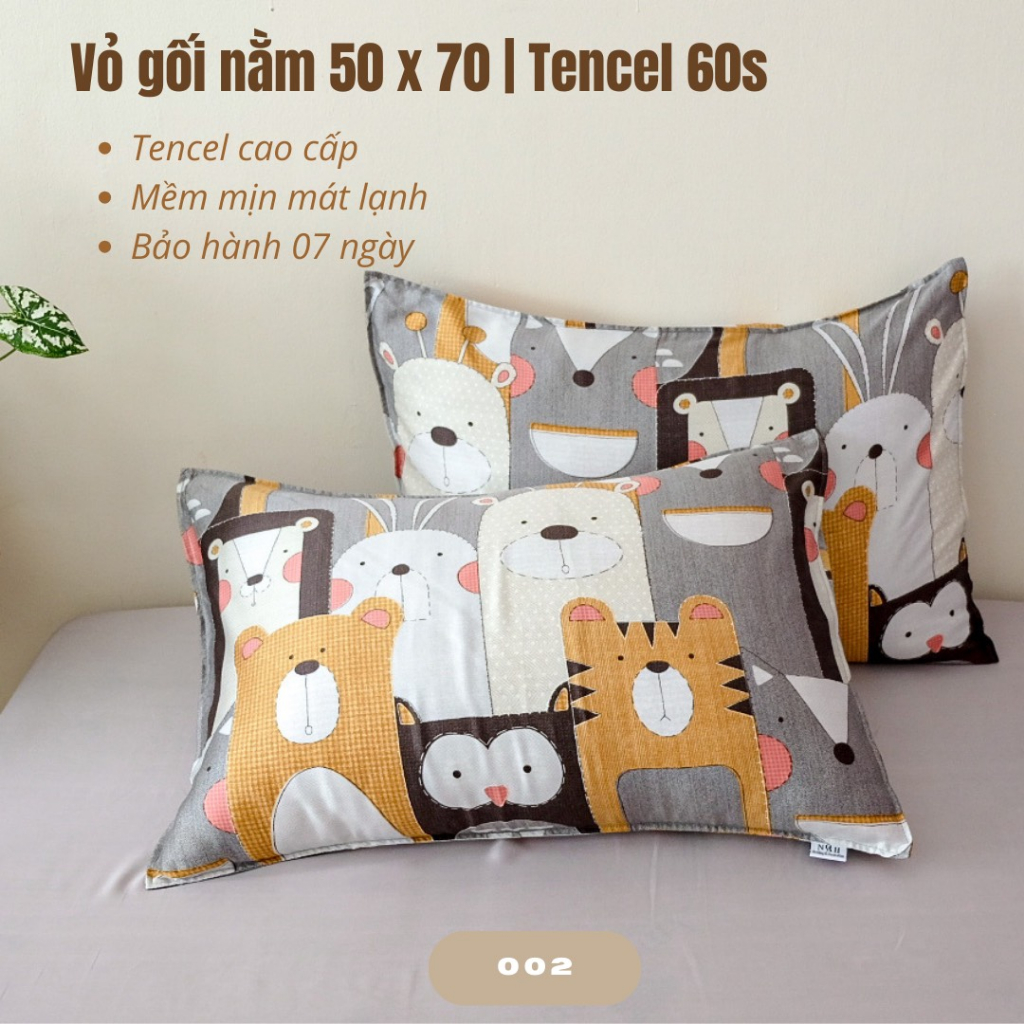 1 cái Vỏ Nằm Tencel 60s,80s Size 50x70cm