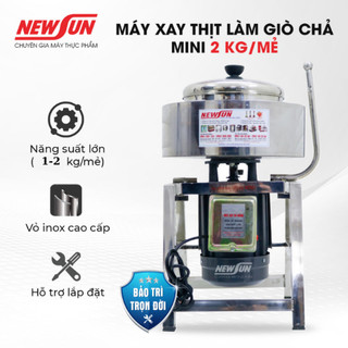 Máy xay thịt làm giò chả Mini 2 kg/mẻ NEWSUN, máy xay nhỏ gọn an toàn, chất liệu inox cao cấp