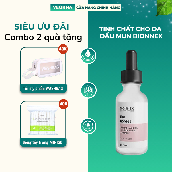Tinh Chất Dành Cho Da Dầu Mụn Bionnex The Nordea Salicylic Acid 2% + Island Lichen Cleanser - 30ml