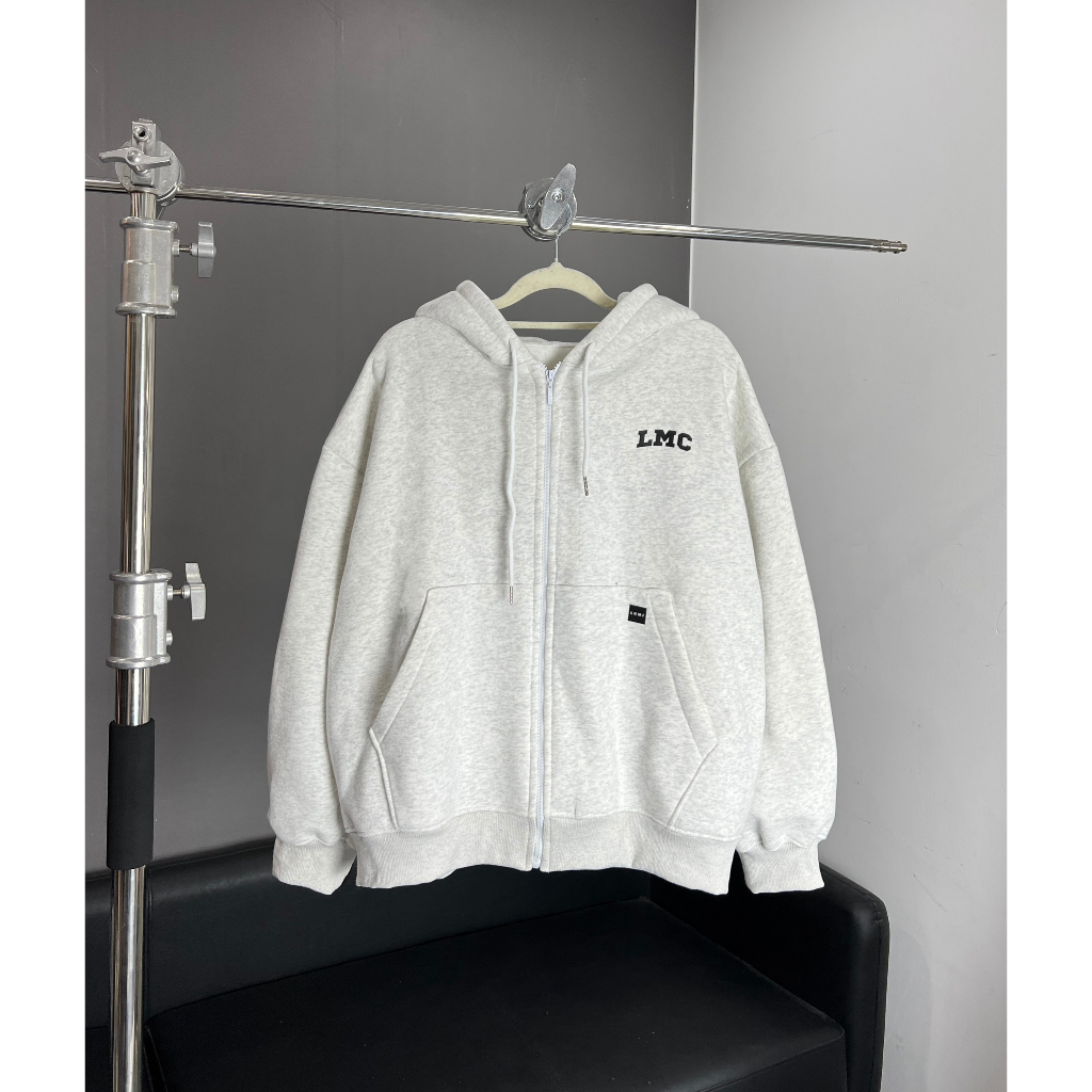 ÁO HOODIE ZIP BOXY NỈ BÔNG XÁM TIÊU LUMIHOUSE STUDENTS LMC A100