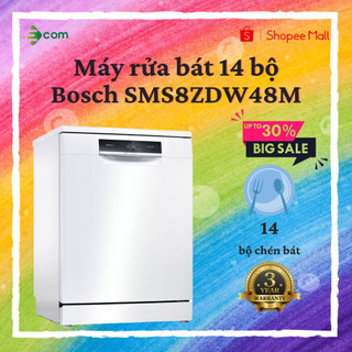 Máy rửa chén bát độc lập 14 bộ bosch sms8zdw48m seri 8, công nghệ sấy zeolith - hàng chính hãng