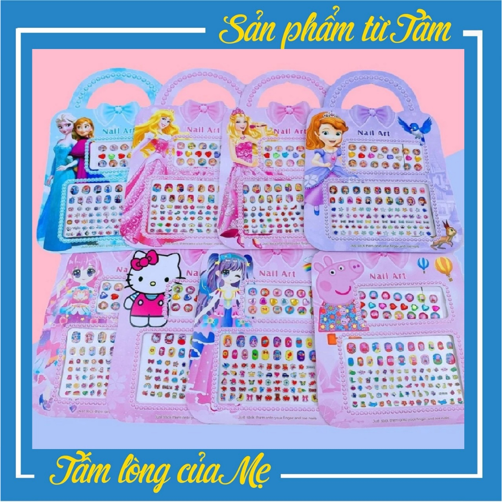 Set Dán Móng Tay Hơn 120 Miếng Họa Tiết Hoạt Hình 3D Mẫu Mới Cho Bé Yêu