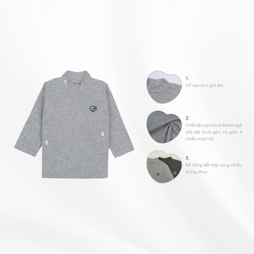 Bu Baby - Áo dài tay cao cổ cho bé trai bé gái  Molist BMD310902