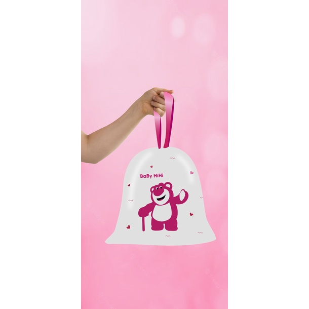 Túi rác có dây rút tự hủy sinh học Gấu Dâu siêu dày chắc chắn kích thước 45 x 50 cm