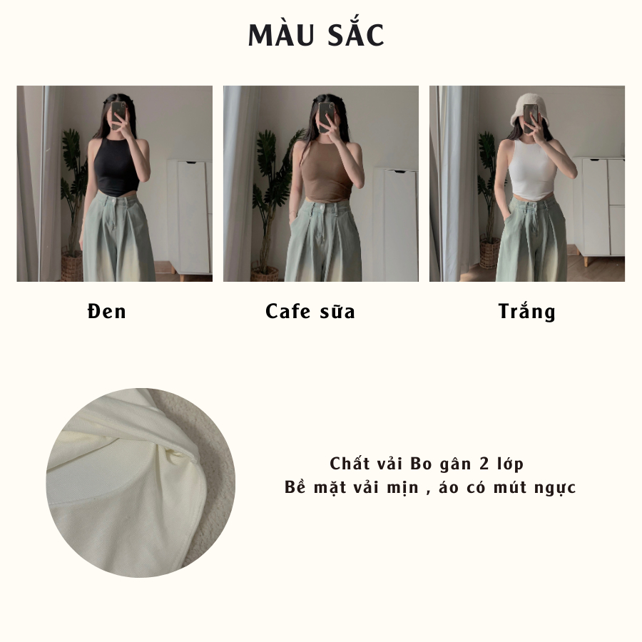 Áo croptop không tay nữ chất vải bo gân 2 lớp VOV 10586 - Jemcloset