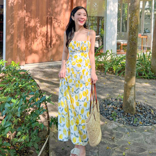 Đầm LEMONIE - Đầm 2 dây dáng dài