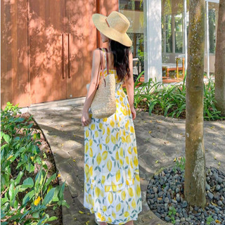 Đầm LEMONIE - Đầm 2 dây dáng dài