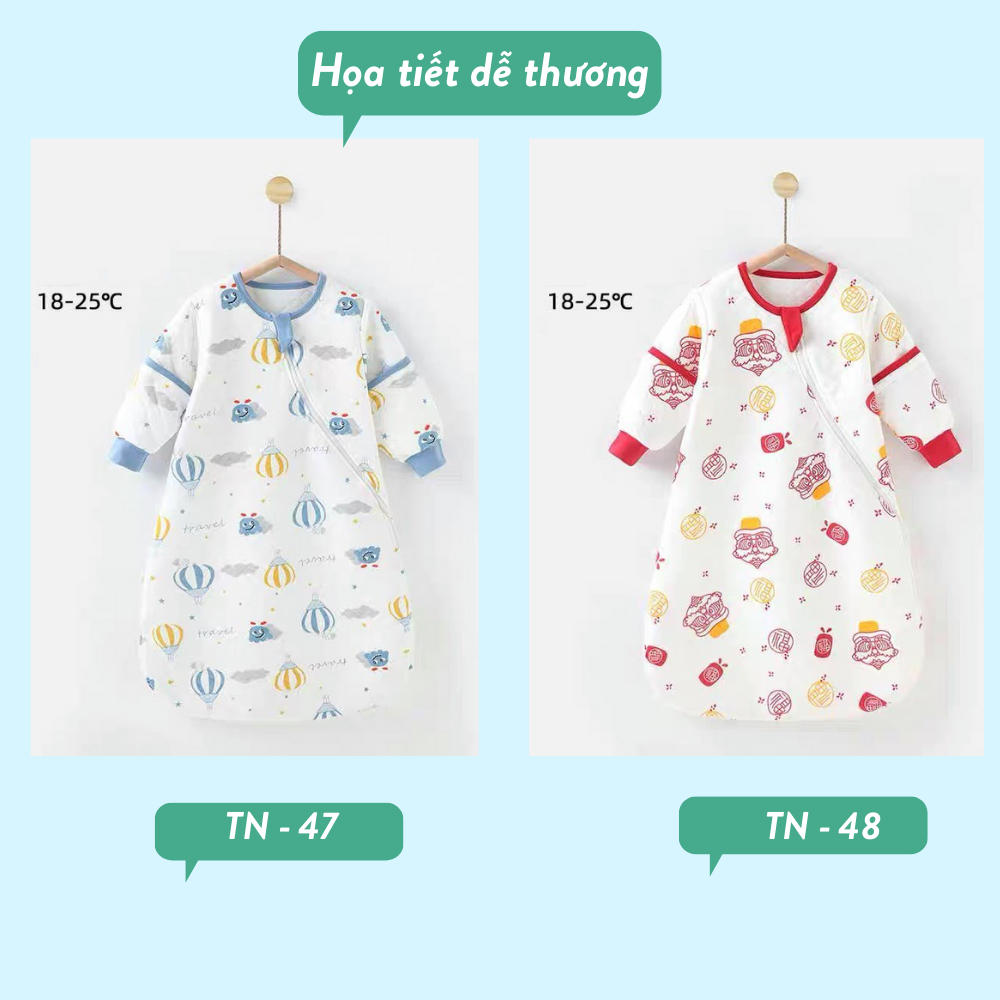 Túi Ngủ Mùa Đông Cho Bé - Túi Ngủ Trẻ Em Trần Bông Cotton Sợi Tre