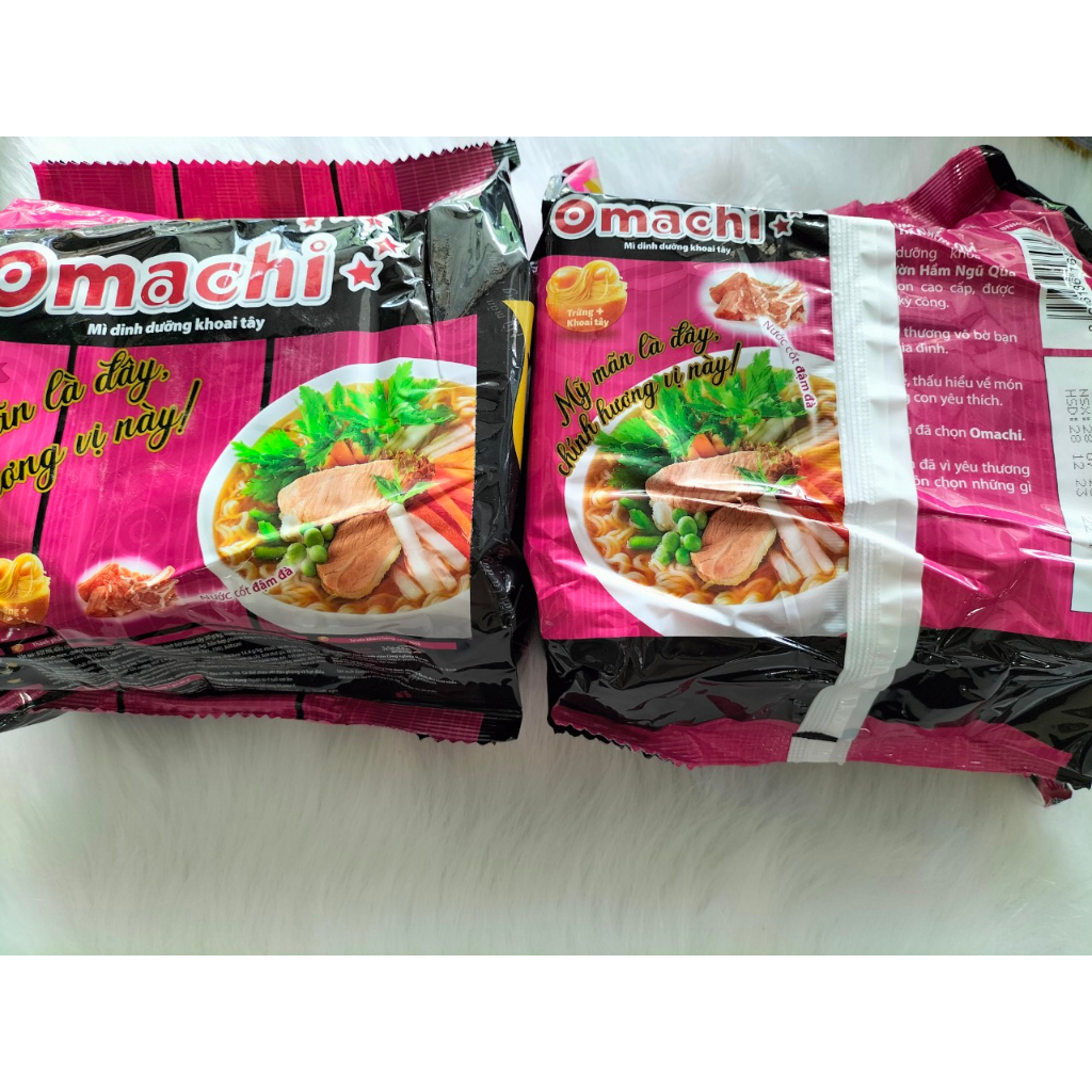 Lốc 5 gói mì khoai tây Omachi xốt bò hầm 80g, sườn ngũ quả