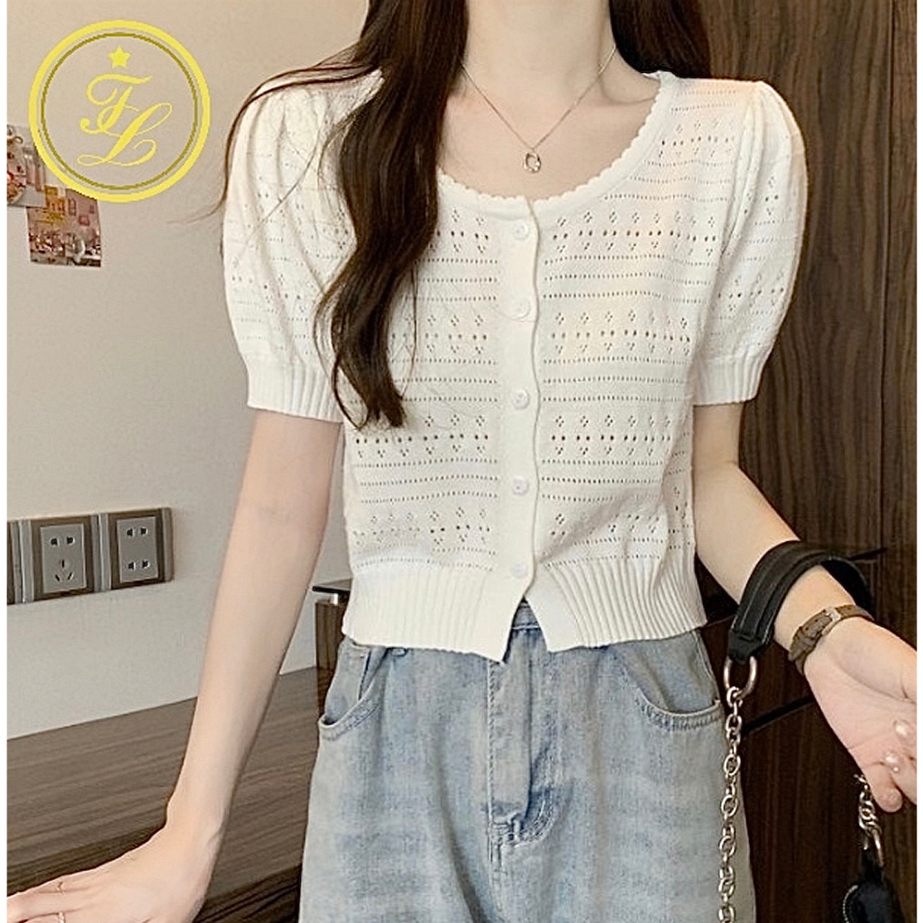Áo Dệt Kim nữ Áo Len cardigan Cộc Tay Thời trang Phong Cách hàn quốc