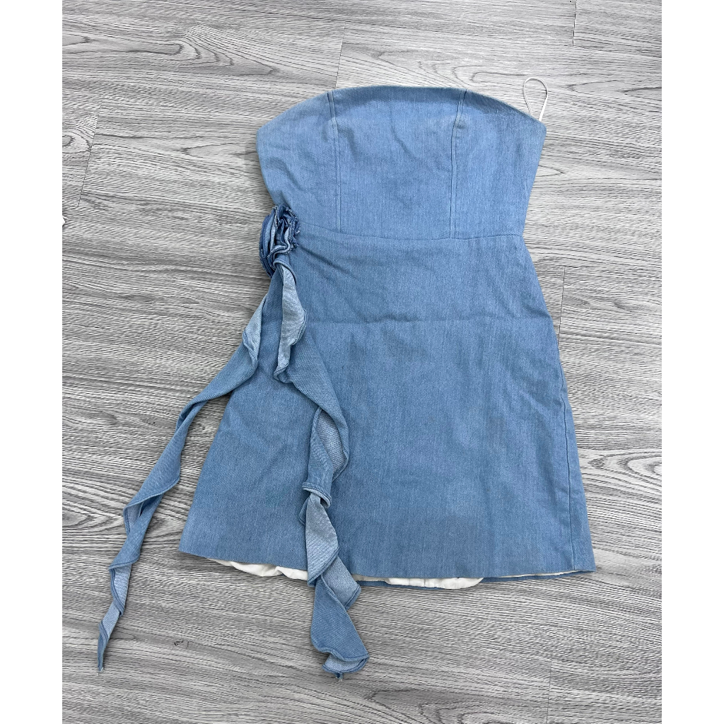 Đầm denim ống tua rua - S/M