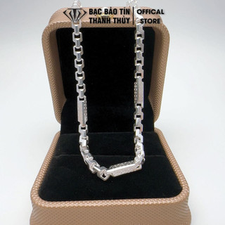 Dây chuyền bạc nam Bảo Tín Thanh Thủy vòng cổ bạc kiểu đốt y nối thủng dài 51cm trọng lượng hơn 5 chỉ bạc ta nguyên chất