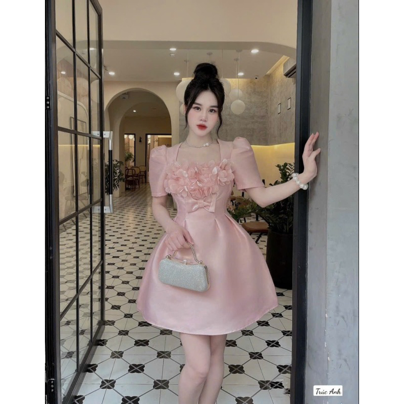 Váy thiết kế đính hoa tơ váy dự tiệc cao cấp H310