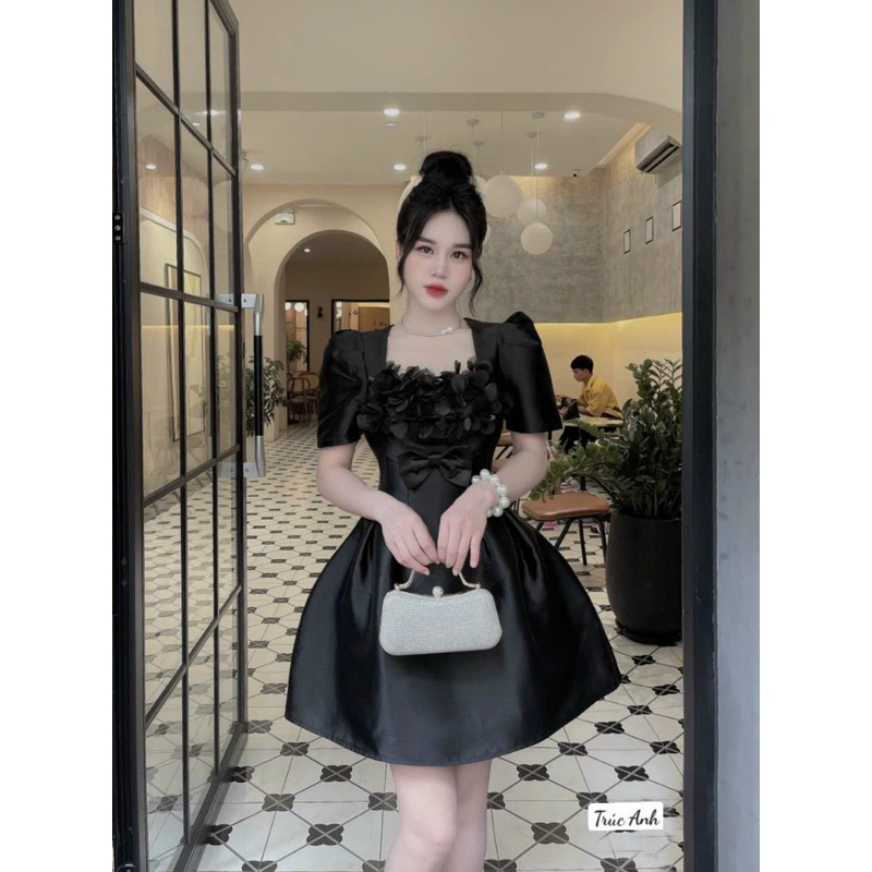 Váy thiết kế đính hoa tơ váy dự tiệc cao cấp H310