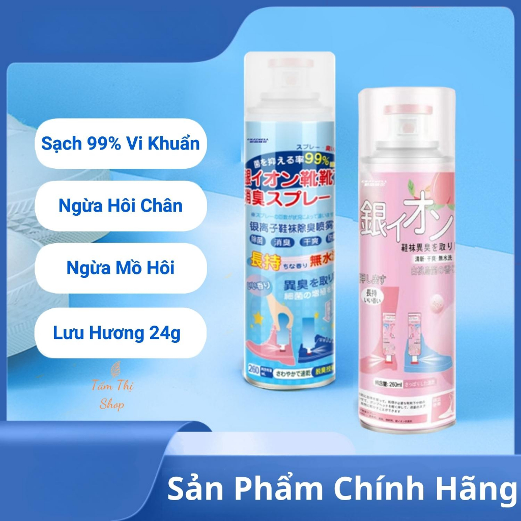 Xịt Khử Mùi Giày Dép Tấm Thị Chính Hãng Công Ngệ Nano Bạc Chai 260ml Ngăn Ngừa Hôi Chân Hiệu Quả