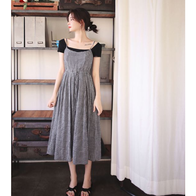 Vải Linen tưng caro trắng đen ô 7mm, khổ 1m5