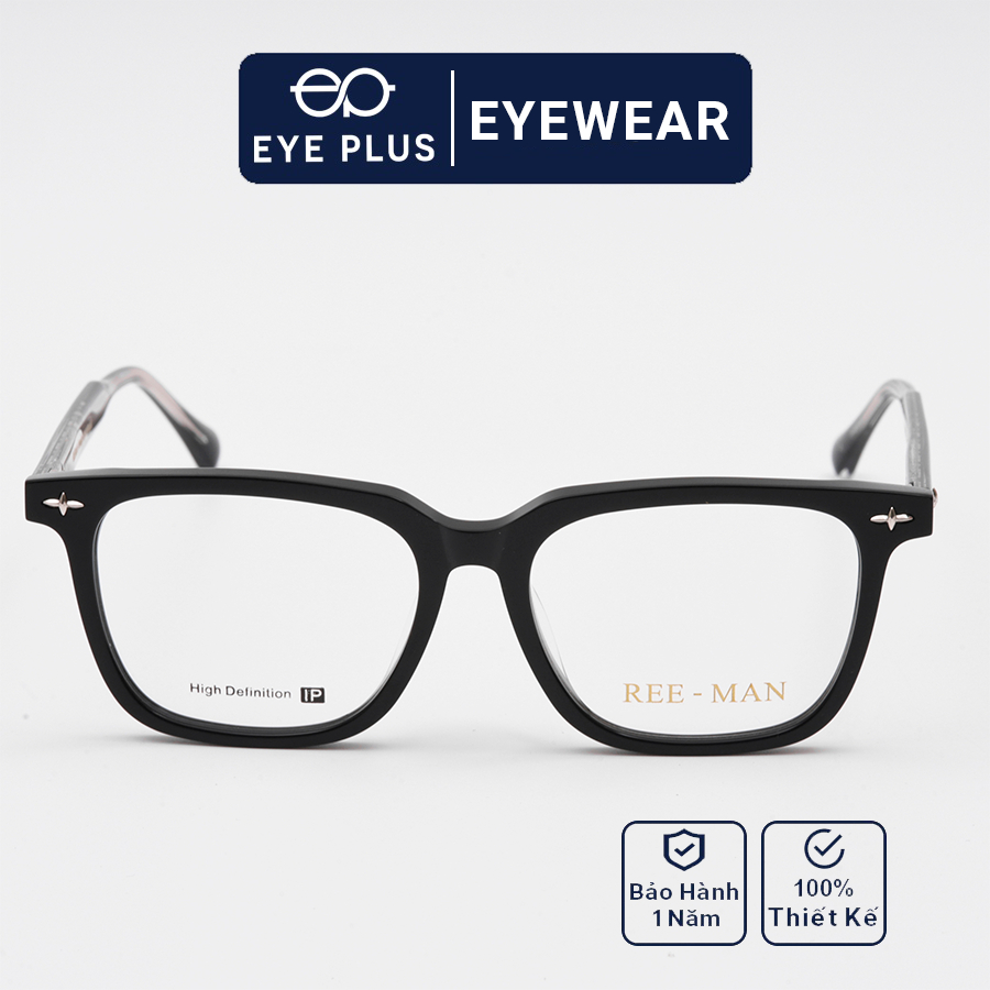 Gọng kính cận nam nữ thời trang Eye Plus mã RM 1025 kiểu dáng tròn vuông GM bản nhựa cốt kim loại
