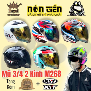(TẶNG LOGO KYT) Mũ Bảo Hiểm 3/4 2 Kính Royal M268 Đủ Màu cực đẹp, Bảo Hành 12 tháng