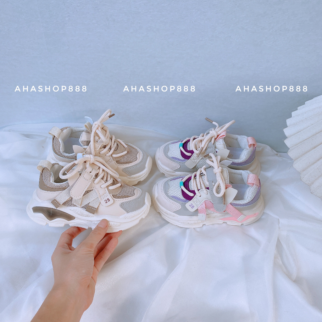 Size 26-36 FORM NHỎ Giày Thể Thao Sneaker Năng Động Phối Vải Lưới Thoáng Chân Chân Cho Bé Trai Bé Gái K215