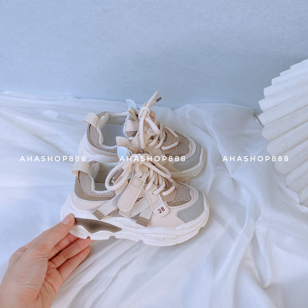 Size 26-36 FORM NHỎ Giày Thể Thao Sneaker Năng Động Phối Vải Lưới Thoáng Chân Chân Cho Bé Trai Bé Gái K215